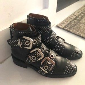 Zara Black Studded Biker Ankle Boots